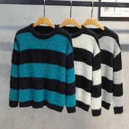 Maglioni da uomo Maglioni da uomo maglioni lavorati a maglia Pullover da uomo in cotone a righe Maglieria per bambini Basic Autunno Primavera Jersey Maglione allentato D3