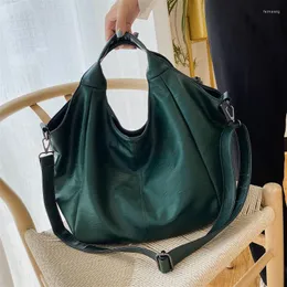 Kvällspåsar grön unik axel kvinnors stora design shoppare tote stor kapacitet hobos väska dam mjuk läder messenger handväska säck
