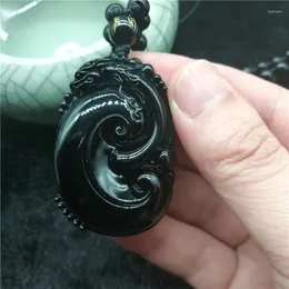 Collane con ciondolo Goccia Marca Black Stone Bead Curtain Obsidian Transshipped Lucidatura Ruyi Head Pendenti