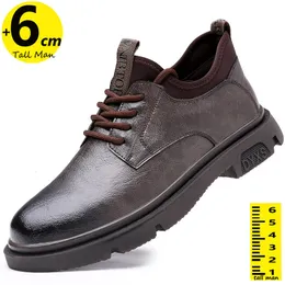 Dress Shoes Business Men Oxford Leather Elevator Lift Sole Man Height Increase Insole 6CM Office Daily Life British 230801