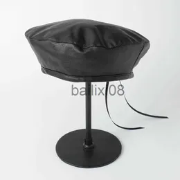 Stingy Brim Hats jiangxihuitian Brand Fashion Felt Pu Leather Beret Hat Women Cap Female Ladies Beanie Beret Girls For Spring And Autumn J230802