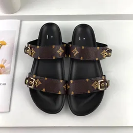 Bom Dia Gladiator Sandal Slipper Designer Shoes Sliders Leather Size 35-46 with Box Rubber Summer Beach Slide Fashion Casual Travel Womens Hasp Platform Mule