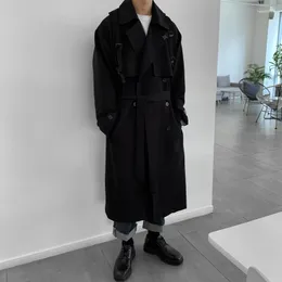 メンズトレンチコート韓国のファッションスプリング服オーバーコートオスの長いウインドブレーカーストリートウェアメン女性コート