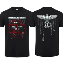 Herr t-skjortor fantastiska tees män ramstein turné 2023 skjortband North America Black Vintage Double-Sided Casual Overdized T-shirt