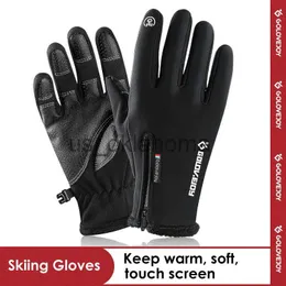 Лыжные перчатки Осень Зимние мужчины Женские перчатки с сенсорным экраном водонепроницаемые ветропроницаемые перчатки на открытые спорт теплый тепловой флисовый лыж с лыжными перчатками J0803