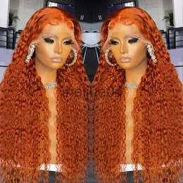 Mänskligt hår capless peruker ingefära orange 13x6 transparent djup våg spets frontala peruk markera färgad spets fram peruk vatten lockigt mänskligt hår peruk för kvinnor x0802
