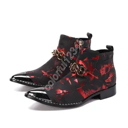 Christia Bella British Party Celebration Men Formal Boots Camouflage Wskazane palce kostki Buty Club Prom Short Boots Sukiety Buty