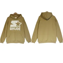 Alta versione Trendy Rhude Color Contrast Casual Versatile Loose Trend Felpa con cappuccio da uomo e da donna