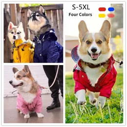 Dog Apparel Adorable Pet Dogs Raincoat Rainproof Rain Jacket Striped Inside Windproof Hoodie Slicker For Small Medium Large