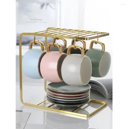 Cups Saucers Nordic Ceramic Coffee Cup Set Organizer Matt Frosted Afternoon Tea Party Porcelain Barista China Taza Home Drinkware