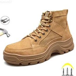 Boots Summer Man's Labor Shoes Lightweight Medium To High Top Safety Shoes Anti Impact Anti Puncture Work Shoes Wear-Resistant Boots L230802