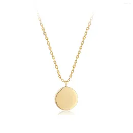 Pendants Fine Jewelry Delicate Neutral Real Gold Necklaces Round Plain Initial Disc Pure 14k Solid Coin Blank