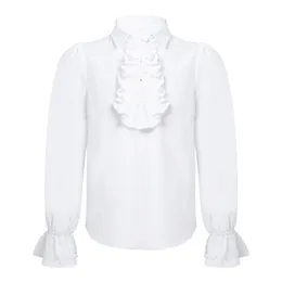 Barnskjorta pojkar vintage ruffle shirt långärmad formell parti renässans viktoriansk medeltida halloween pirat cosplay costume 230802