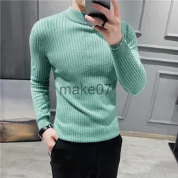 Męskie swetry 2021 Casual Men Winter Solid Kolor Neck Nakień długoterminowy Zakręcanie Krzykami Slim Sweater Mężczyzny Swatery Pullover Men Knitwear J230802