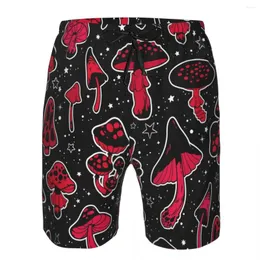 Calções masculinos de secagem rápida verão roupa de banho praia cuecas curtas para homens Red Agarics cogumelo calção de banho roupa de praia