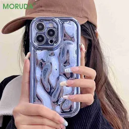 携帯電話のケース豪華な3D met石テクスチャレーザー電話ケースiPhone 7 8 14 Plus 13 12 11 Pro Max XR XS Max Aurora Shockproof Plating Cover L230731