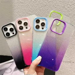 Obudowy telefonu komórkowego Luksusowy gradient Glitter Transparent Case na iPhone 14 Pro Max 13 12 11 Candy Kolor miękki zderzak zderzak L230731