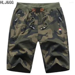 Mäns shorts hljgg sommar kamouflage casual tröjor överdimensionerad för man högkvalitativ manlig sportkondition