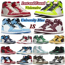 Basketball Shoes Mens Jumpman 1 Retro High OG 1s Leather Lost and found Visionaire men women Sneakers University Blue Patent Bred Gorge Green Black White Trainers