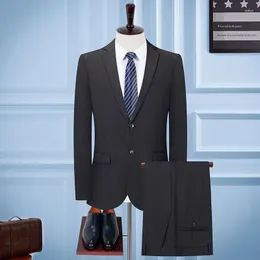 Men's Suits 2023 Men Spring Autumn Fashion Pure Color Mens Business Formal Suit Jackets Male Groom Wedding Dress Pants Two-piece Set C159