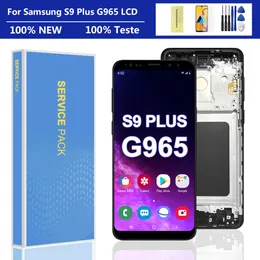100% testado AAA S9 + LCD com moldura para SAMSUNG Galaxy S9 Plus G965 G965F Display Touch Screen Digitador Assembly Substituição