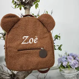 School Bags Personalised Embroidery Bear Backpack Embroidered Portable Children Travel Shopping Rucksack Women's Cute Shoulder 230801