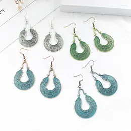 Dangle Earrings National Wind Shield Totem Hollow Drops Fan Moon Ellipse Spiral Waves Bohemian Vintage Charm Vacation Jewelry