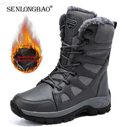 Boots Brand Winter Men's Boots Thick Plush Warm Snow Boots Lace-UP Men Ankle Boots Outdoor Waterproof Men's Motorcycle Boots Size 46 L230802