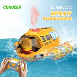 ElectricRC Boats Rc Barco Spray Submarino 2.4G Barcos de Controle Remoto Lancha Elétrica À Prova D' Água Lancha Sem Fio Rádio Controlado Navio Brinquedos 230801