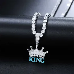 Serie que brilla en la oscuridad Joyería fina Mujeres Hombres Plata de ley 925 Vvs Moissanite Diamond Iced Out King Crown Pendant