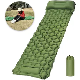 寝袋キャンプパッド枕付き自己インフレータブルマットレス超軽量エアクッション屋外ハイキング高速充電230801
