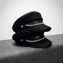 Cimri köpüklü şapkalar Utumn kış zinciri Blk askeri beraları kadınlar için kadın düz ordu kapağı salya şapka kız seyahat beraları bayanlar ressamlar cap j230802