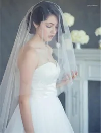 Brudslöjor Blusher Veil Elegant Simple Wedding 3 m lång mjuk utan Comb White Ivory 1 Lager Tillbehör