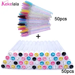 أدوات المكياج Kekelala 50pcs قابلة لإعادة الاستخدام ابتسامة الفراغ أنبوب فرشاة الرموش مع بريق الكريستال العيون ماسكارا الصولجان