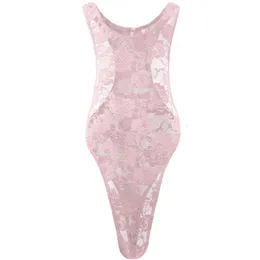 Men s kropps shapers roliga underkläder rose spets genomskinlig höggaffel tät bodysuit kroppsformning jumpsuit trosor 230802