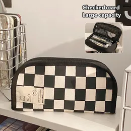 Bolsas para Lápis Estojo Simples Checkerboard Lattice Bolsa Grande Capacidade para Meninas Papelaria Lona Estuche Multifuncional Lápis 230802