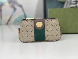 女性デザイナーの財布高級オフィディアキャンバスコインプロクス高品質のファッションスタイリストGカードホルダーダブルレターマークレッドグリーンストライプウェビングミニバッグ