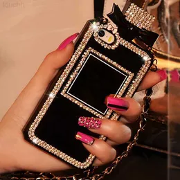 Handyhüllen Luxus Diamant Kristall Perle Parfüm Flasche Form Kette Frauen Handyhülle für iPhone 11 12 13 14 PRO MAX XS XR 7 8 Plus Abdeckung L230731