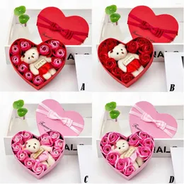 Decorative Flowers Soap Roses Flower Gift Box With Cute Bear Environmental Protection And Non-fading Romantic Wedding Party For Girlfriend