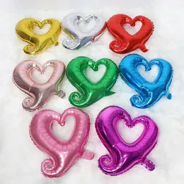 Party Decoration 18 inch Hook Heart Shape Aluminum Foil Balloons Inflatable Wedding Valentine Days Romantic Heart Decorative Balloon Party Supplies Q389