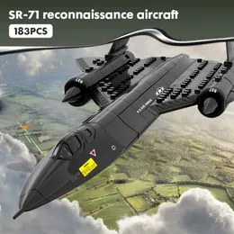 Blokuje amerykańskie siły powietrzne SR71 Blackbird Reconnaissance samolot samolot Model Model myśliwca Zaburzenie Build Blok Zabaw