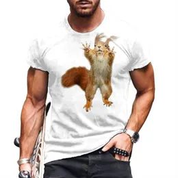 Men's TShirts Summer Squirrel Print Tshirt Round Neck Loose Short Sleeve Top Wildlife Large Street Casual Fashion Dress Pullover 230802