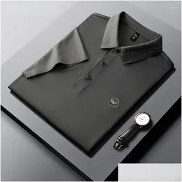 Herrpolos herrs lyxskjortor Pure Color Shirt Kort ärmmarna Fjäril