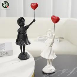 Dekorative Objekte Figuren Fliegender Ballon Mädchen Figur Banksy Home Decor Moderne Kunst Skulptur Harz Figur Handwerk Ornament Sammlerstück Statue 230802