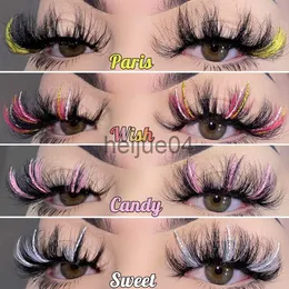 Fałszywe rzęsy Asiteo Glitter Kolor Ombre Lashes Mink 25 mm puszyste kolorowe smugi cosplay makijaż okrucieństwa bez rzęs hurtowy dostawca x0802