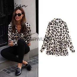 Women's Blouses Shirts Snian leopard print blouse long sleeve office ladies shirts za autumn spring blusas mujer de moda 2020 femme chandails za tops J230802