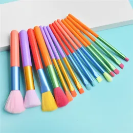 15st Makeup Brushes Set Professional Powder Foundation Eyeshadow Blending Borstes Colorful Maquiagem Rainbow Cosmetic Tools