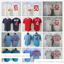 فيلم Vintage Movie Baseball يرتدي Jersey 51 Willie McGee 52 Michael Wacha 50 Adam Wainwright 4 Yadier Molina 1944 1969 Jerseys Men Women Youth Size S-xxxl