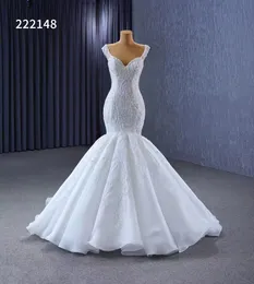 La sirena da sposa in rilievo senza maniche semplice veste abiti SM222148