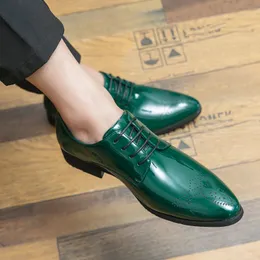Dress Shoes Spring Luxury Brand Green Oxford Handmade Business Leather High Quality Lowheel Laceup Fashion Mens 230801